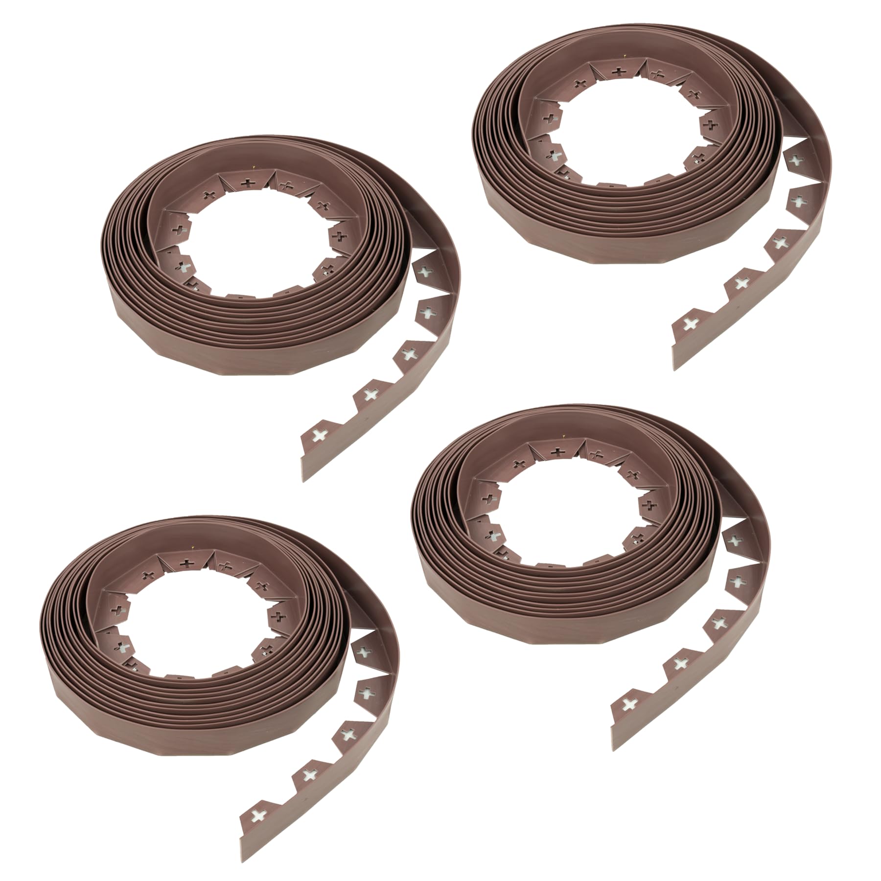 KCT Brown 40 Metre Flexible Plastic Lawn Edging Garden Grass Border with 160 Ground Securing Pegs - 3.7cm High Pathway Edge