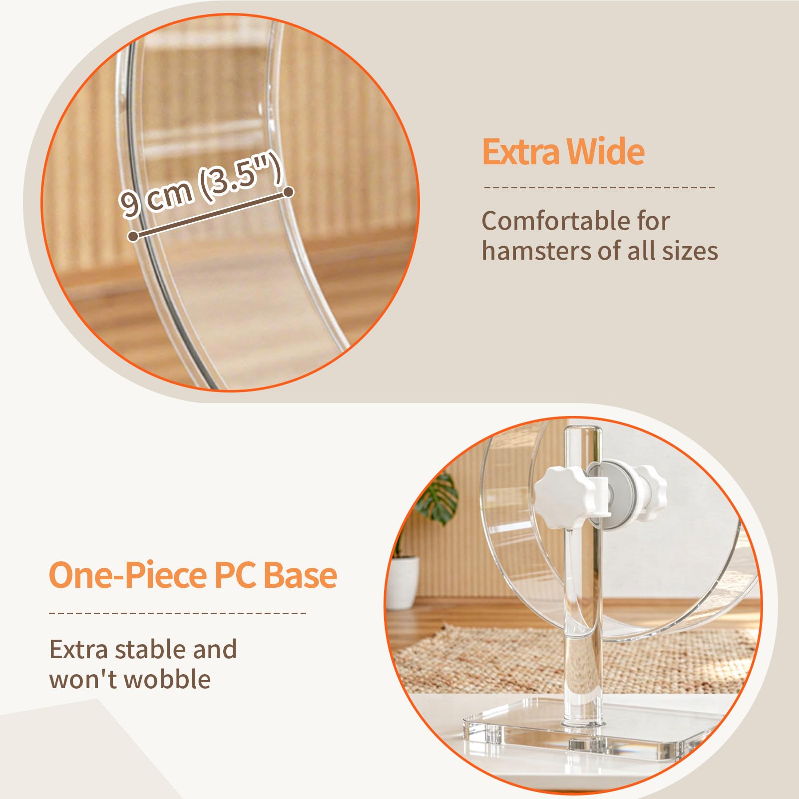 Roue de hamster silencieuse de 24 cm pour hamsters dorés et gerbilles