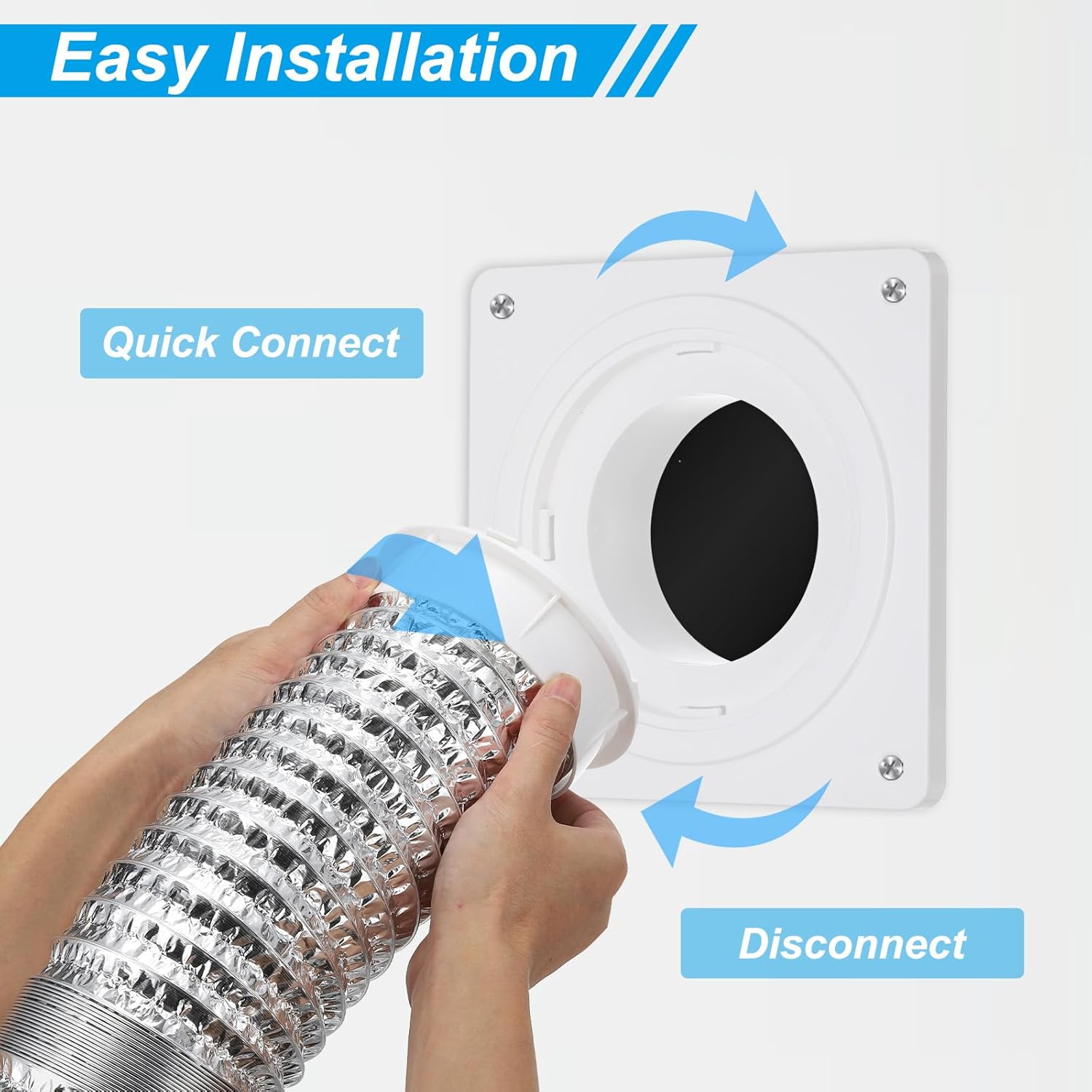 PATIKIL Dryer Vent Connector Kit Fit 4 Inch Ducting, ABS Plastic Dryer Vent Wall Plate with Quick Connect and Disconnect Dryer Dock Connector for Dryer Ventilation System, White
