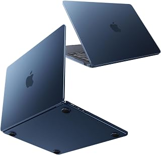 EooCoo Case for MacBook Air 13 inch M5 M4 M3 M2 2026-2022, Midnight Clear