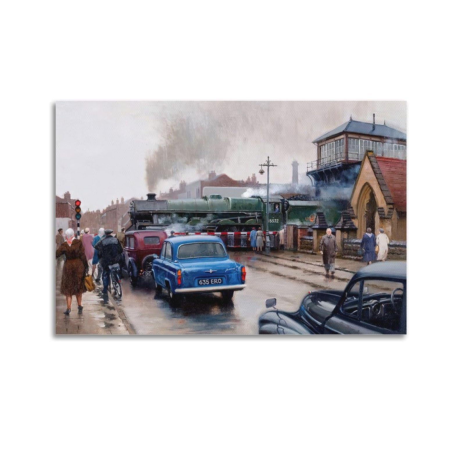 HUIYHB Vintage Steam Train Poster Crossroads Poster Decorative Painting Canvas Wall Posters And Art Picture Print Modern Family Bedroom Decor Posters 20x30inch(50x75cm)