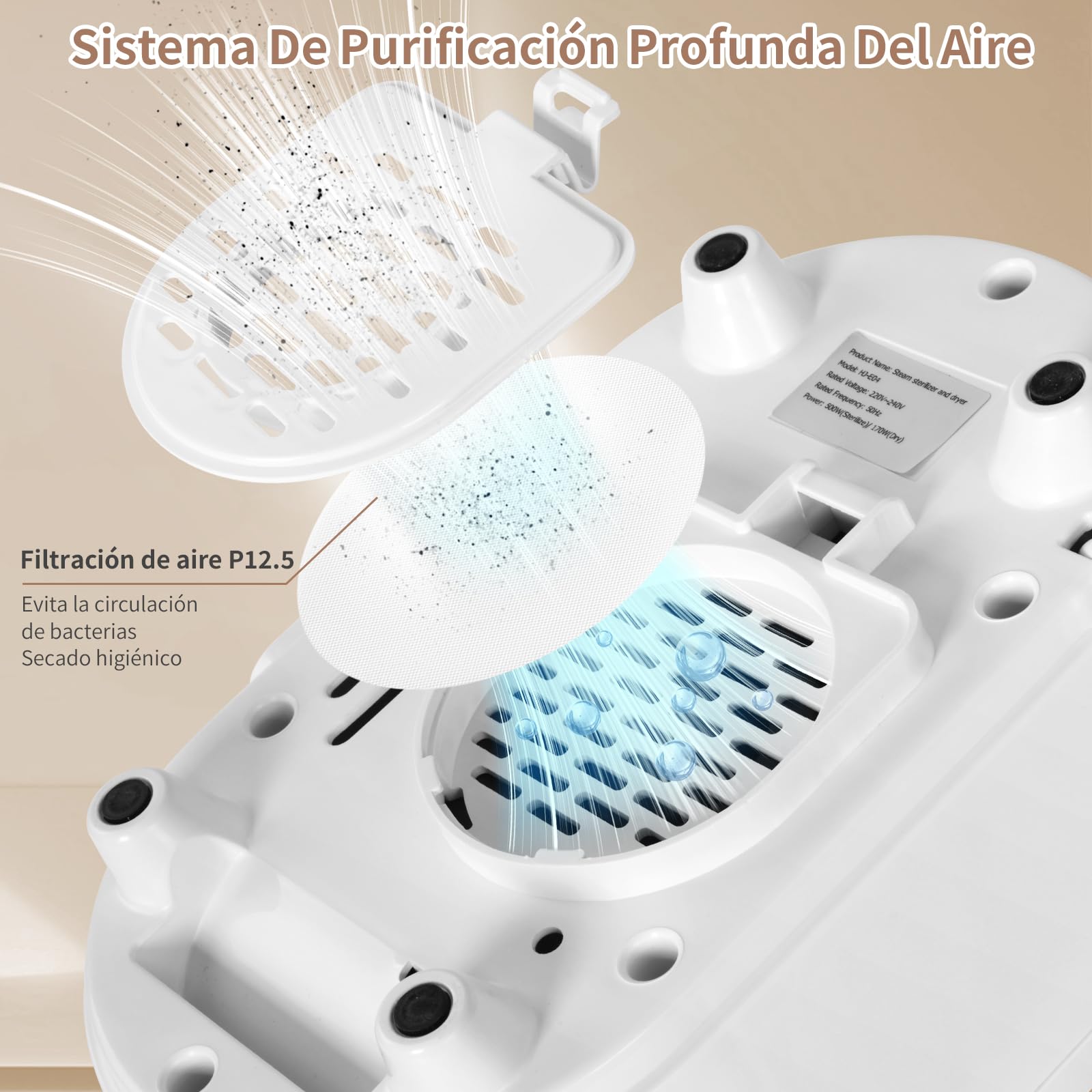 Calentador Esterilizador y Secador de Biberones, esterilizador Biberones 3 en 1 con Función Storge 72H, Calentamiento de Alimentos para Bebés con táctil Pantalla LCD y Control de Temperatura Preciso