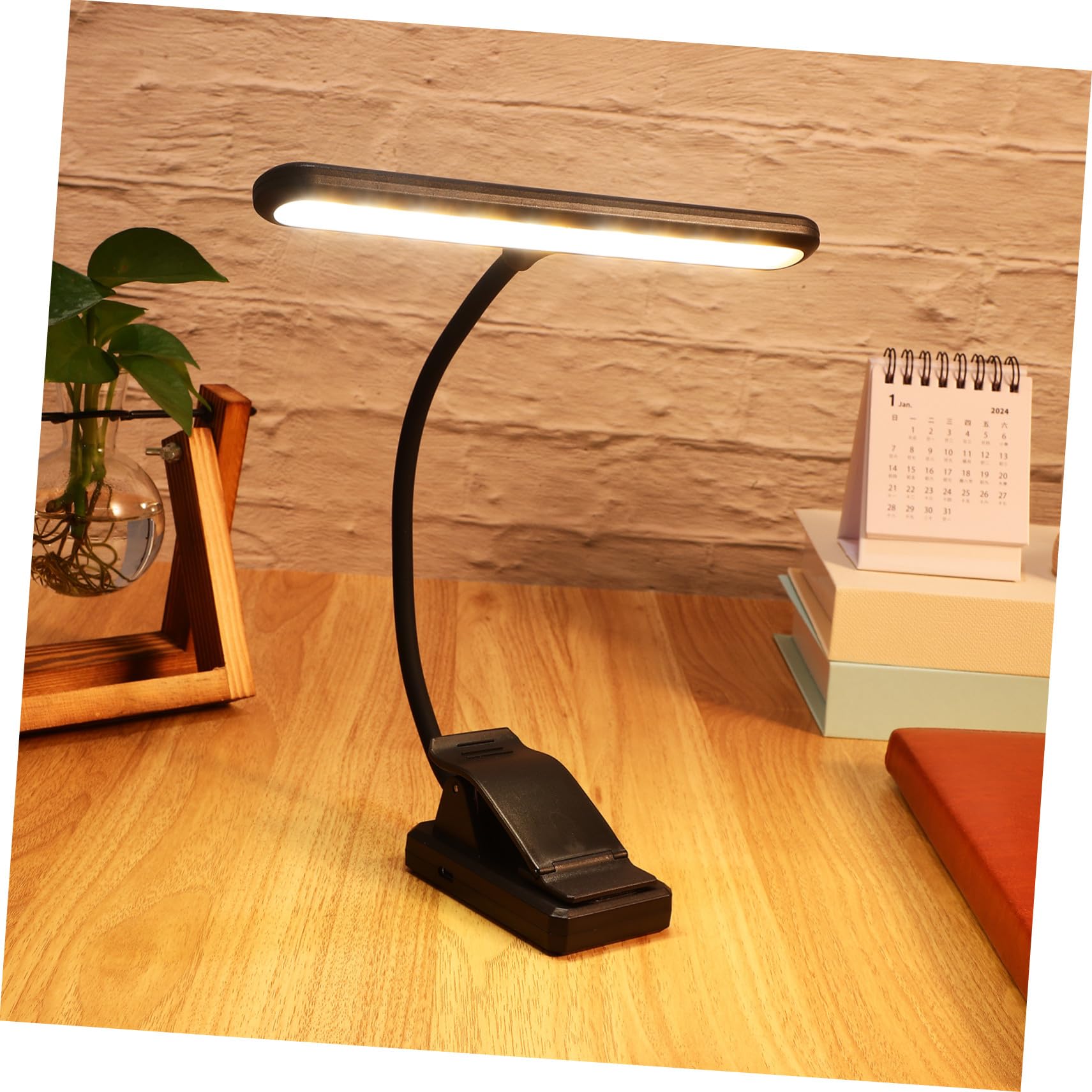 Lámpara de Lectura LED Recargable Clip Fuerte, Luz para Piano Vertical 6 Niveles de Brillo Ajustable, Batería Integrada, Cuello Flexible para Uso en Atril y Partituras Musicales