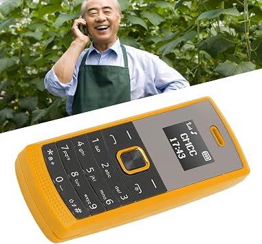 SENECESLI Miniature Phone, Lortable Music Player with Low Tiny Tiny Smaller Mobile Phone for Home (Yellow)