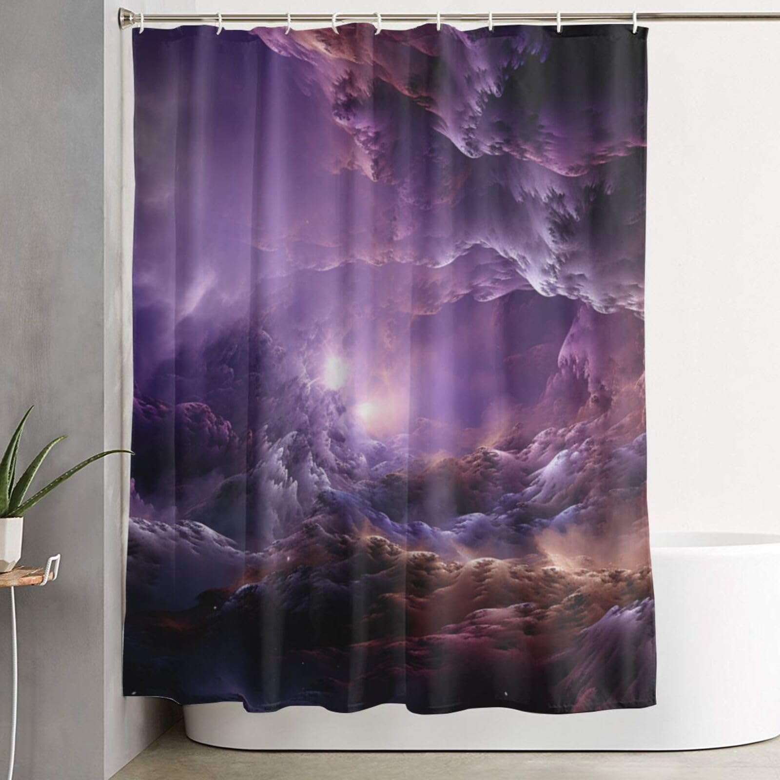 Rideau de douche imperméable et épais violet galaxie pour une salle de bain moderne
