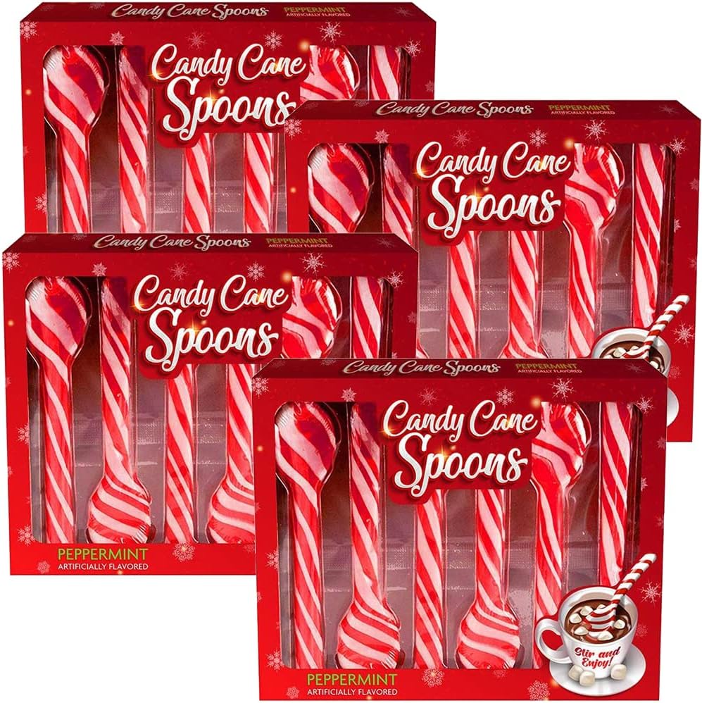 Candy Cane Peppermint Spoons Edible Spoons for Stirring Beverages Hot Chocolate Cocoa Tea