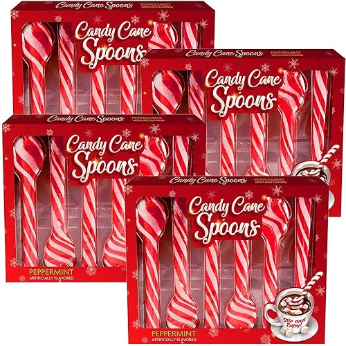 Candy Cane Peppermint Sticks, Edible Stirring Spoons for Hot Chocolate