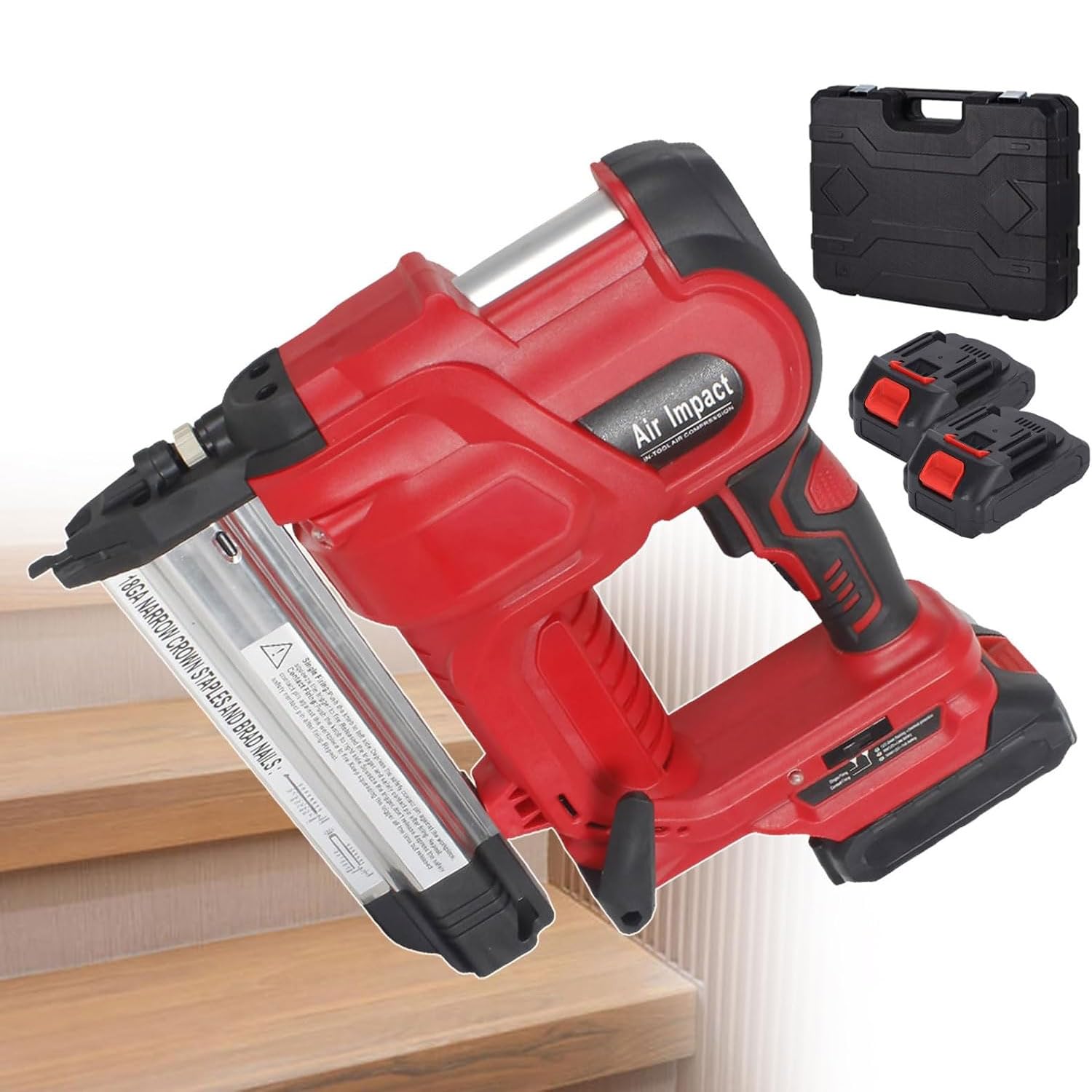 Clavadora inalámbrica - Grapadora alimentada por batería con luces indicadoras LED, soporta disparo único y continuo para fábrica, logística, decoración y diseño