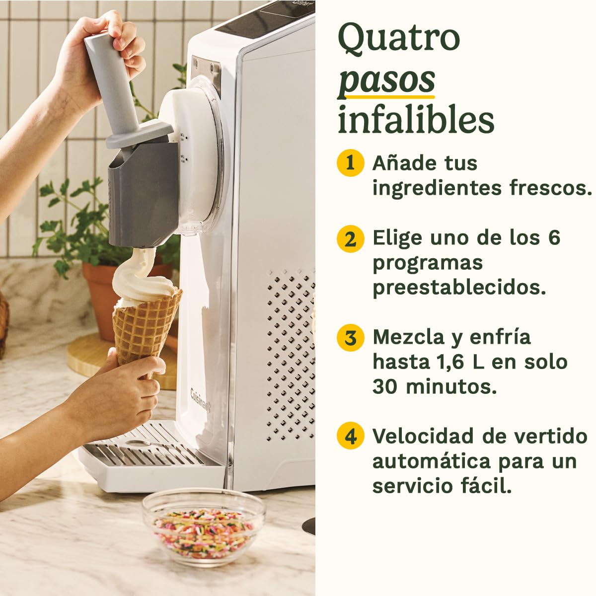 Cuisinart Frost Fusion® - Bebidas congeladas y helado suave en 1 | 6 programas | Granizados, cócteles, frappé, vino congelado, sorbete y helado suave | Sin hielo | Listo en 25 min | Autolimpieza