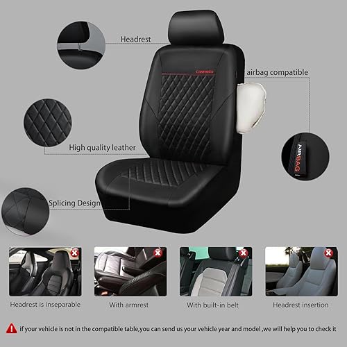 Miniatura 64 de CAR PASS Fundas de asiento de cuero morado, funda acolchada para asiento de automóvil con esponja compuesta de 0.197 in en el interior, compatible