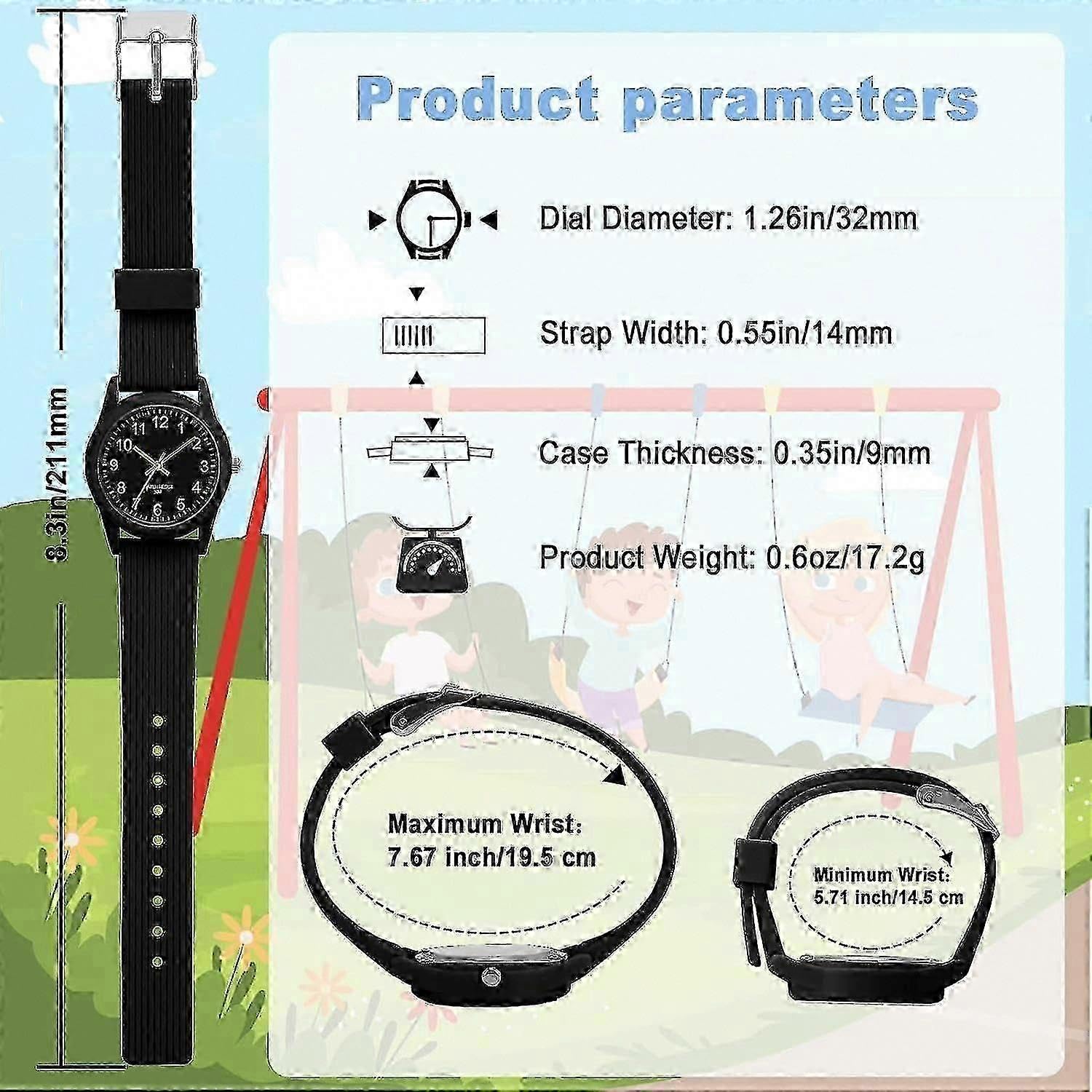 Relojes analógicos para niños y niñas con banda suave, tiempo de aprendizaje, resistente al agua hasta 50 m, fácil de leer para niños de 3 años, regalo para niños