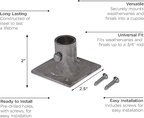 Miniatura 2 de Good Directions, Inc. 410 Weathervane and Finial Installing Inside, Good Directions Cupola Mount, plateado
