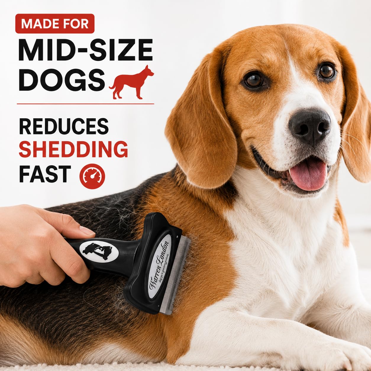Warren London Brosse pour chien en acier inoxydable avec bouton éjecteur de fourrure Taille M