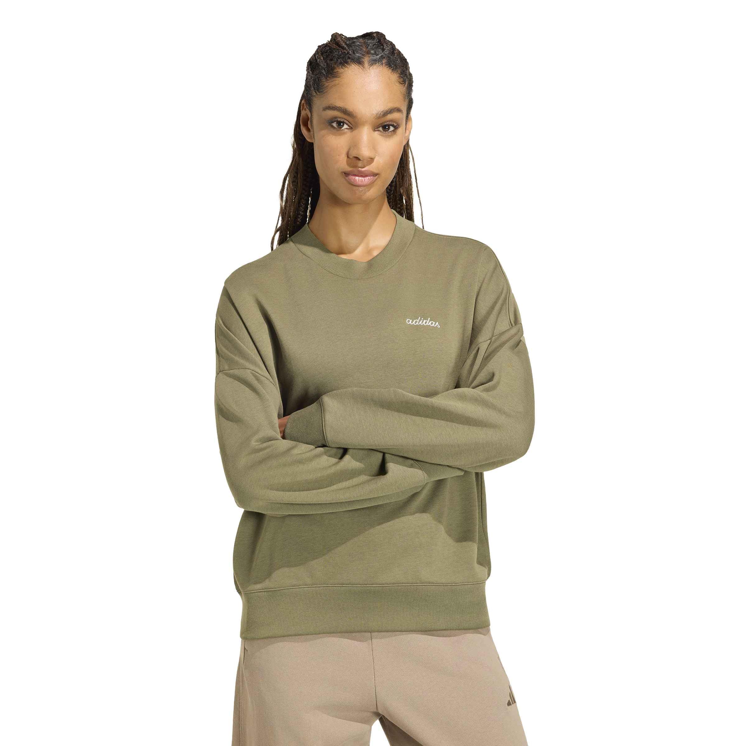 adidas Kobiety Seasonal Essentials Colorpop With Embroidered Graphic Sweatshirt, olive strata/lgh solid grey, XXL