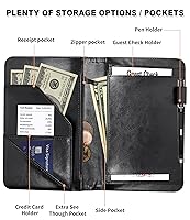 Vista 6 de RYUITHDJP Libro de mesera para camarera, libros de camarera con bolsillo con cremallera, diseño de lobo, organizador de libros para servir