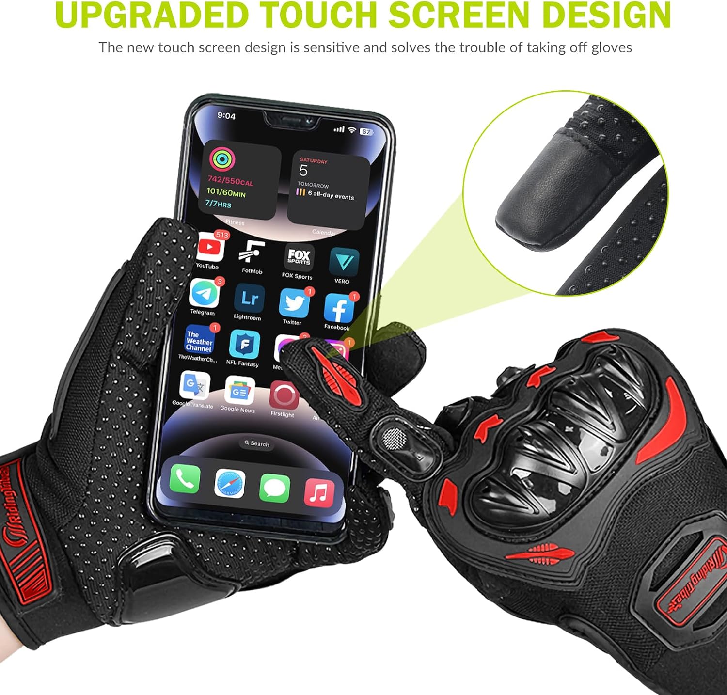 Motorcycle Gloves-Anti Fall Full Finger Touchscreen Dirt Bike Gloves,Knuckle Full-Protection Motocross Gloves for Road Racing, Cycling, ATV image 4