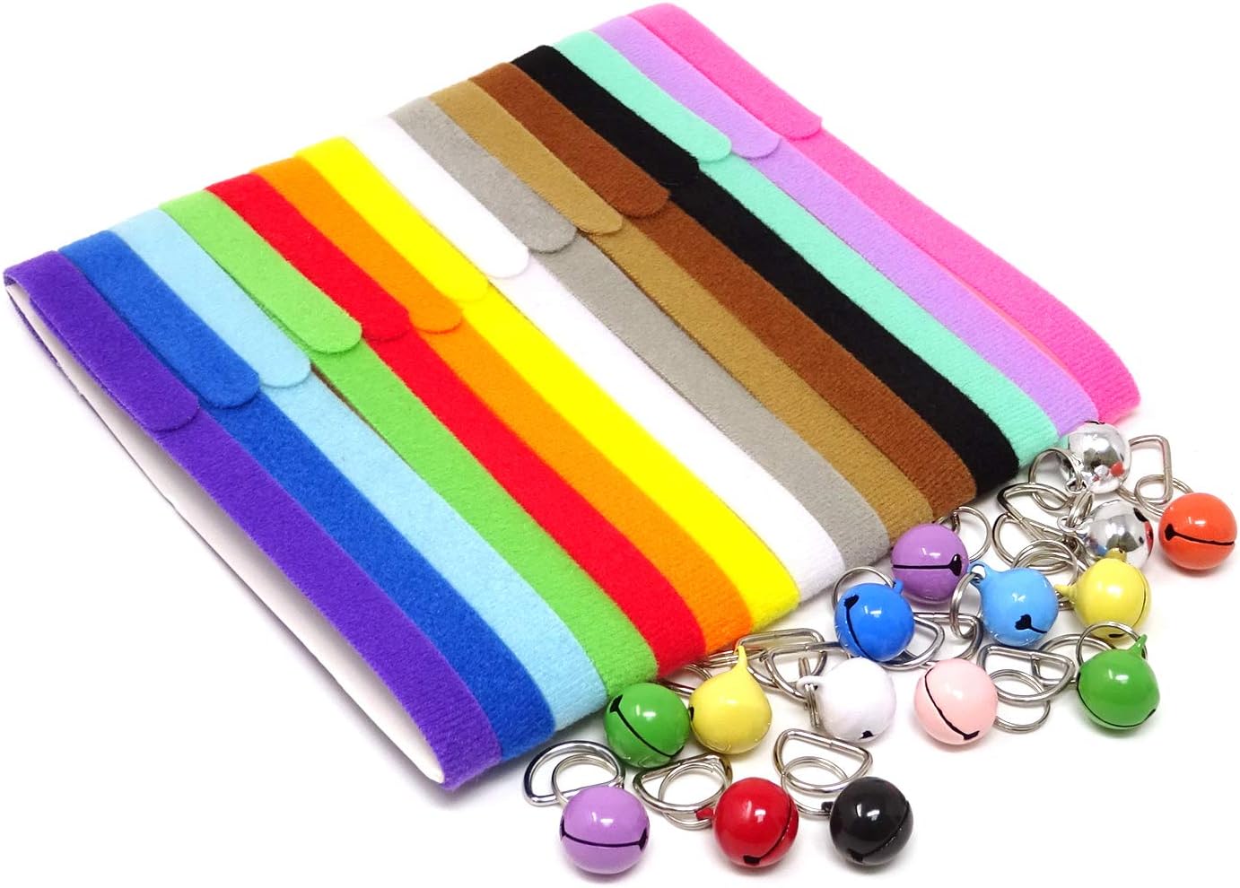 Honbay 15 Collares Ajustables Doble Cara con Campana para Mascotas