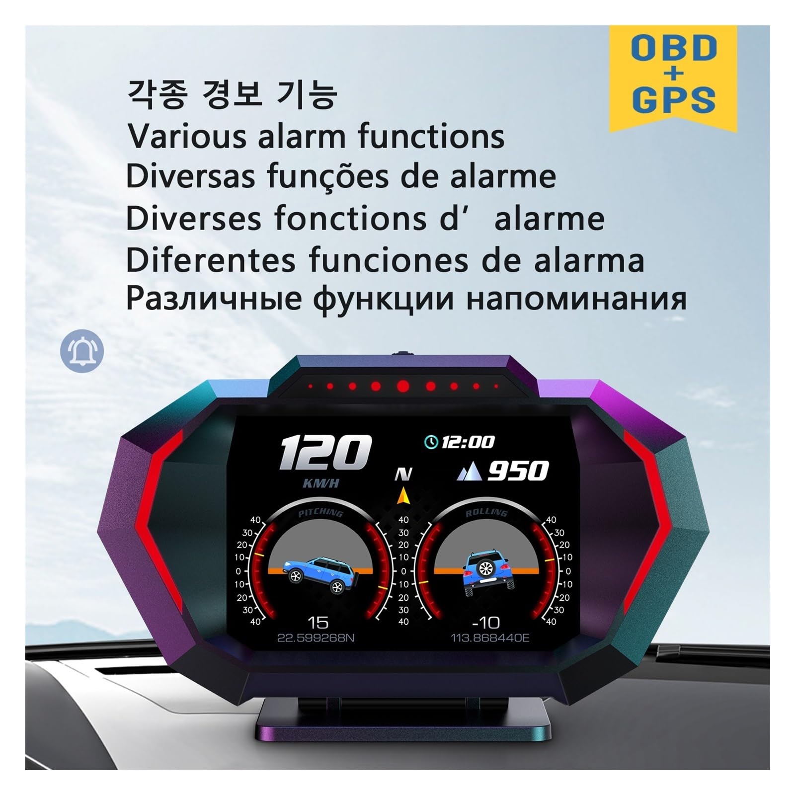 P24 Wyświetlacz Head Up Samochodowy HUD Z Ekranem LCD OBD2 Podwójny System GPS Prędkościomierz Wyświetlacz Head Up Dla Samochodu Z Wtyczką OBD2 łAtwy W MontażU