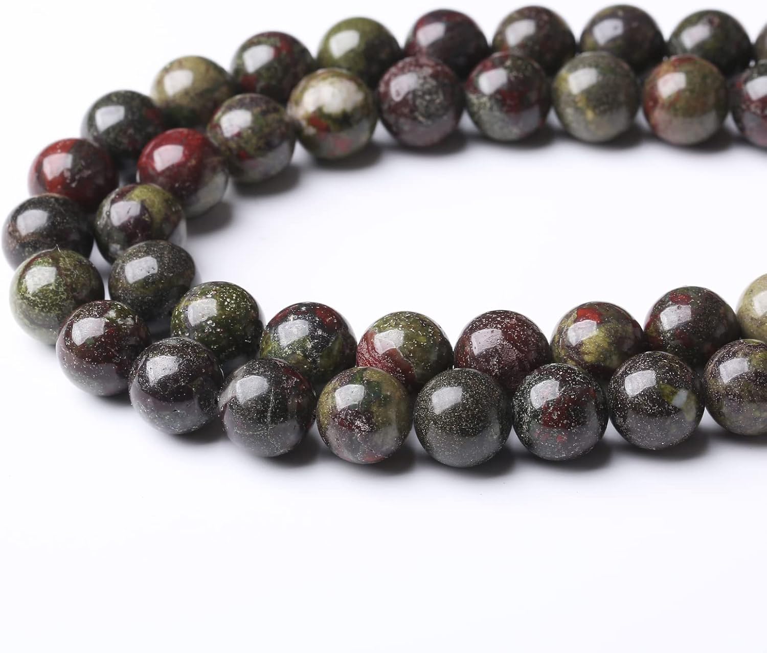 45PCS 8MM Natural Dragon Blood Stone Beads Round Loose Stone Beads for Jewelry Making DIY Energy Stone Healing Power Bracelet 15" - Image 3