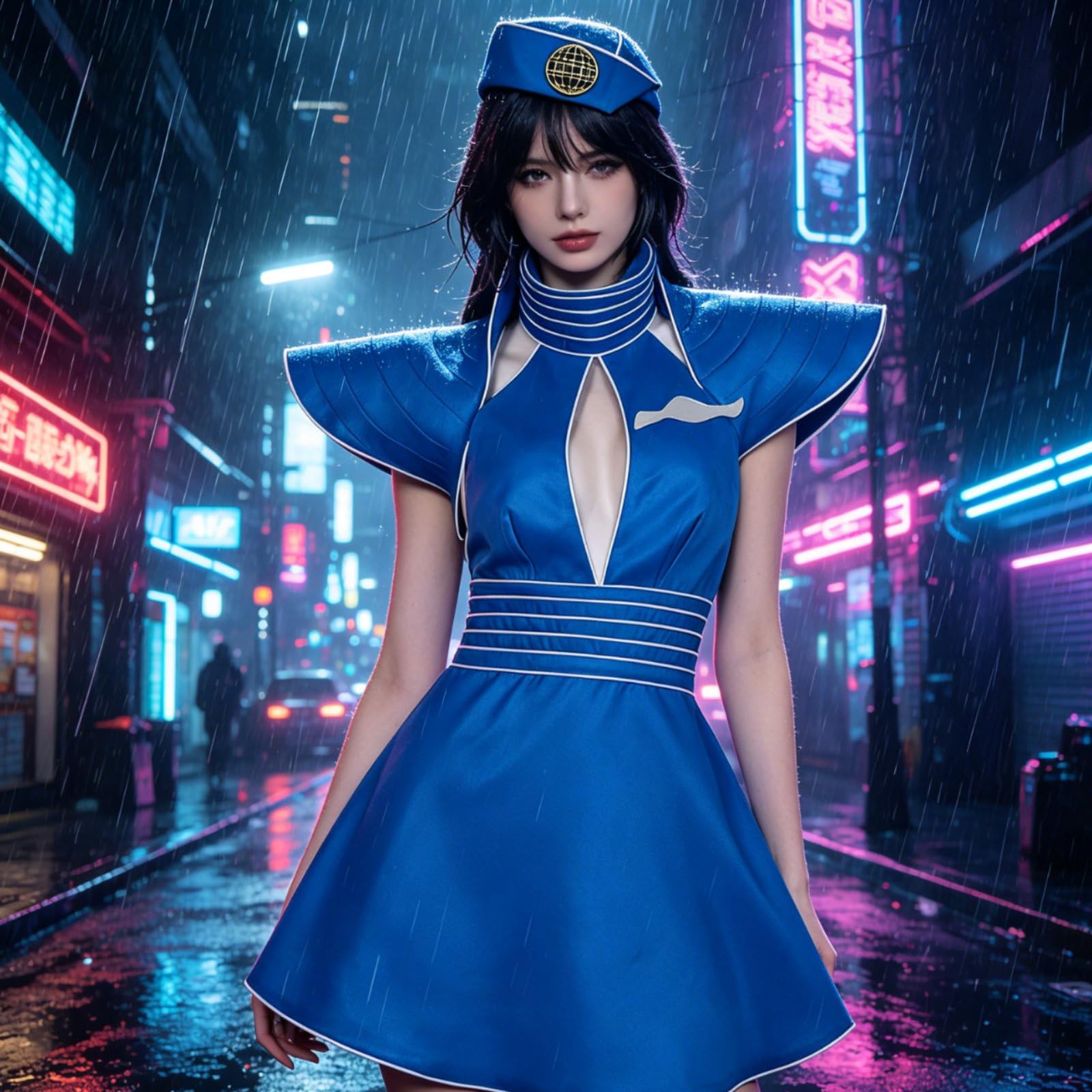 Vestido Disfraz Mujer Cosplay Uniforme de Aviación Completo de con Gorro y Detalles Distintivos de Uniforme Adecuado para Presentaciones Teatrales Fiestas Halloween