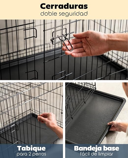 Foto 3 de 5 de lionto Jaula Transporte Plegable para Perros Caja de Transporte, (3XL) 122x75x81 cm Negro