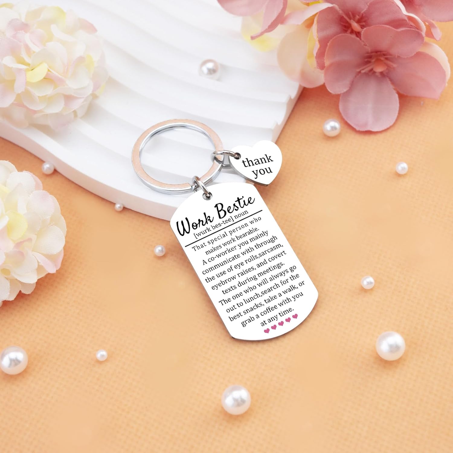 Work Besties Gifts for Women Work Bestie Keychain Funny Gifts for Coworkers Female Coworker Gift for Women Cool Office Gift for Coworker Thank You Keychain for Coworkers Boss Lady Birthday Christmas - Image 4
