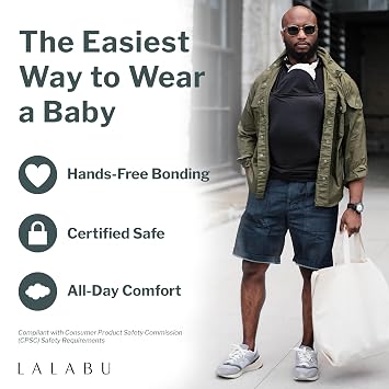 Lalabu The Dad Shirt | Hands-Free Baby Carrier for Dad with Kangaroo Pouch | Engineered for Bonding, Safety, Comfort for Newborns Up to 15 Lbs. | CPSC Compliant - Simple Gray - Large