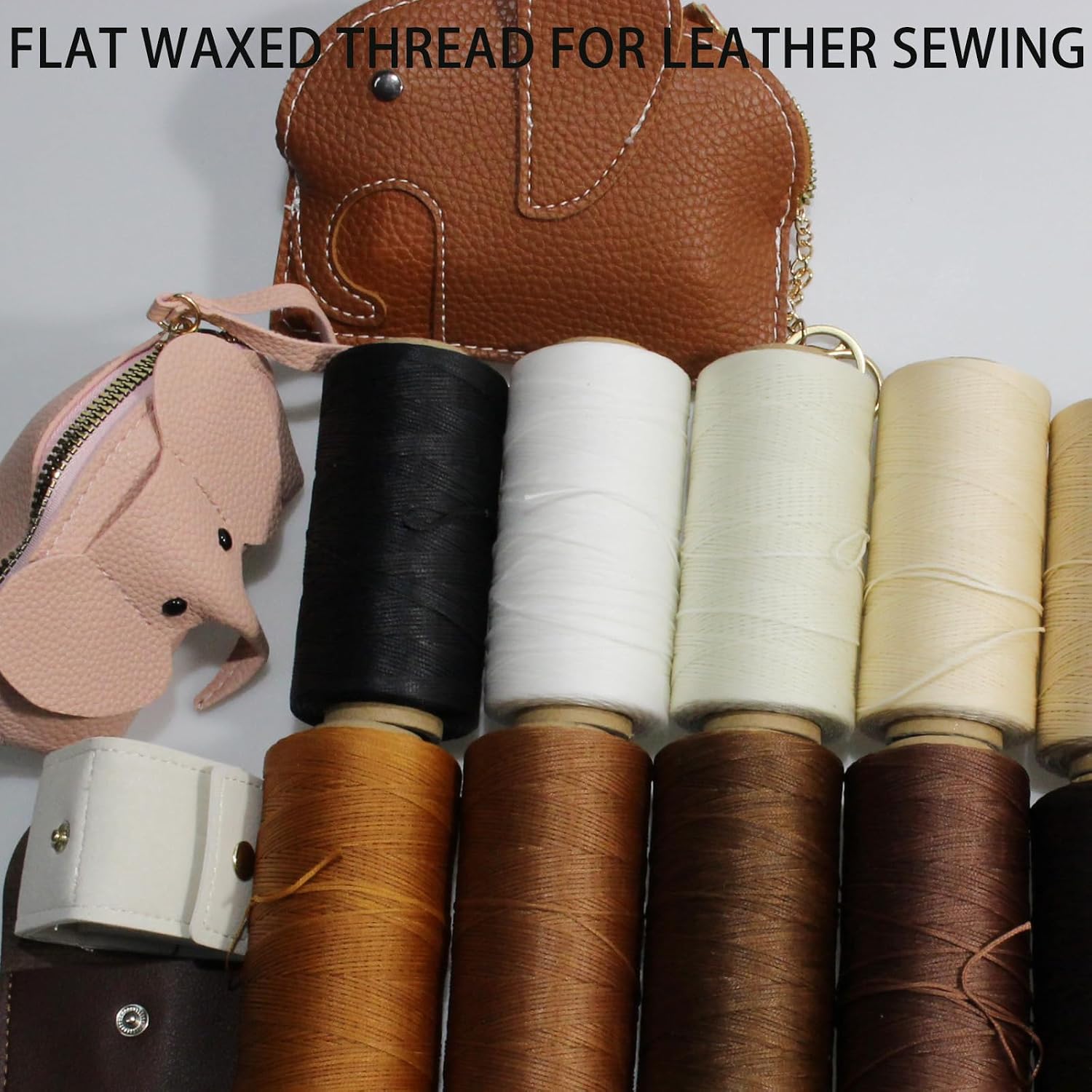 Flat Waxed Thread for Leather Sewing, 150D Polyester Waxed Cord for Hand Stitching, Bookbinding, Bracelet Making and DIY Leather Craft, 0.8mm 300 Yard Black