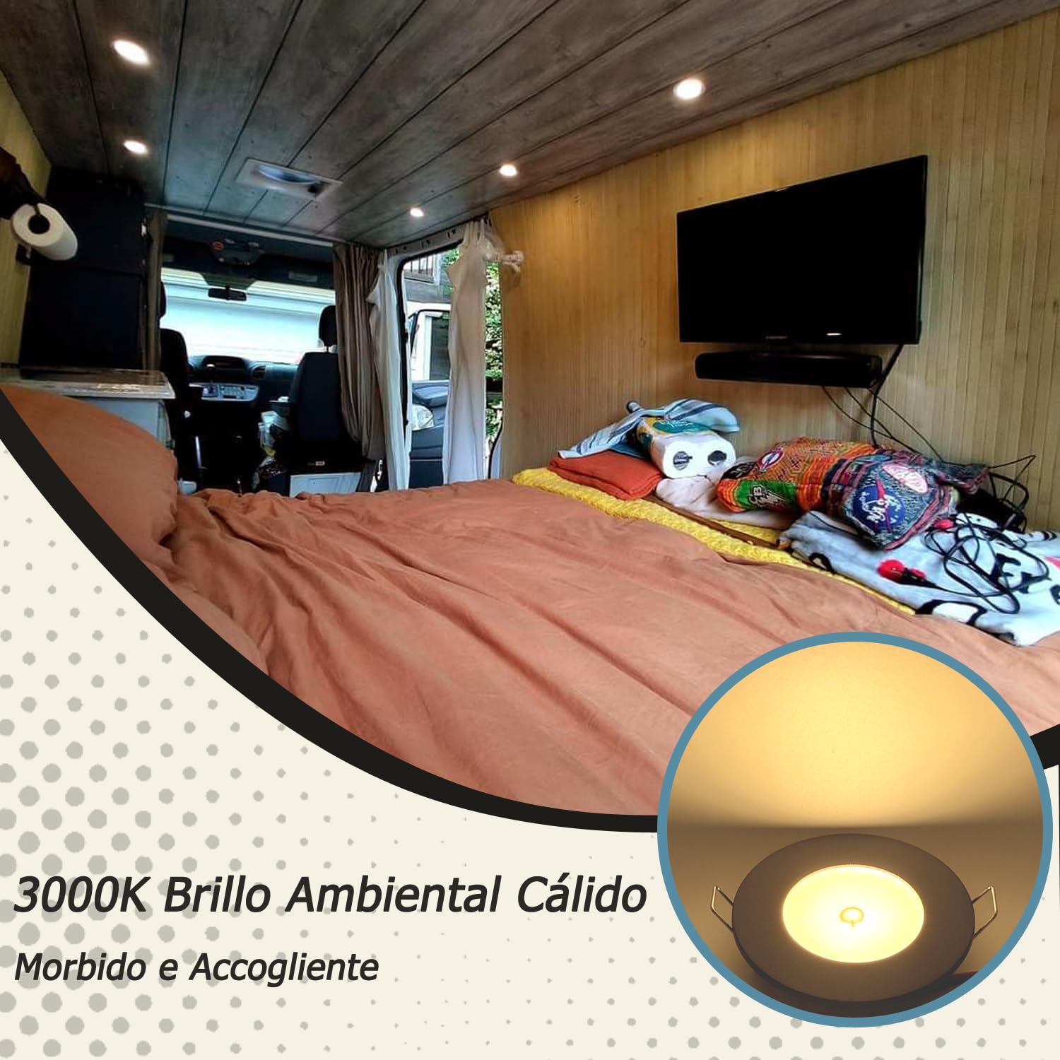 D-lite Foco LED empotrable para autocaravana, 12 V, con interruptor táctil