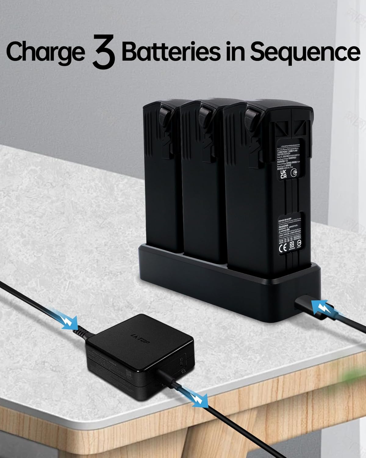 100W Mavic 3 Series Battery Charging Hub, Original New Battery Charger Compatible with DJI Mavic 3/Pro/Cine/Pro Cine/Classic/Enterprise/Thermal Drone Intelligent Flight Battery, Charge in Sequence - Image 2