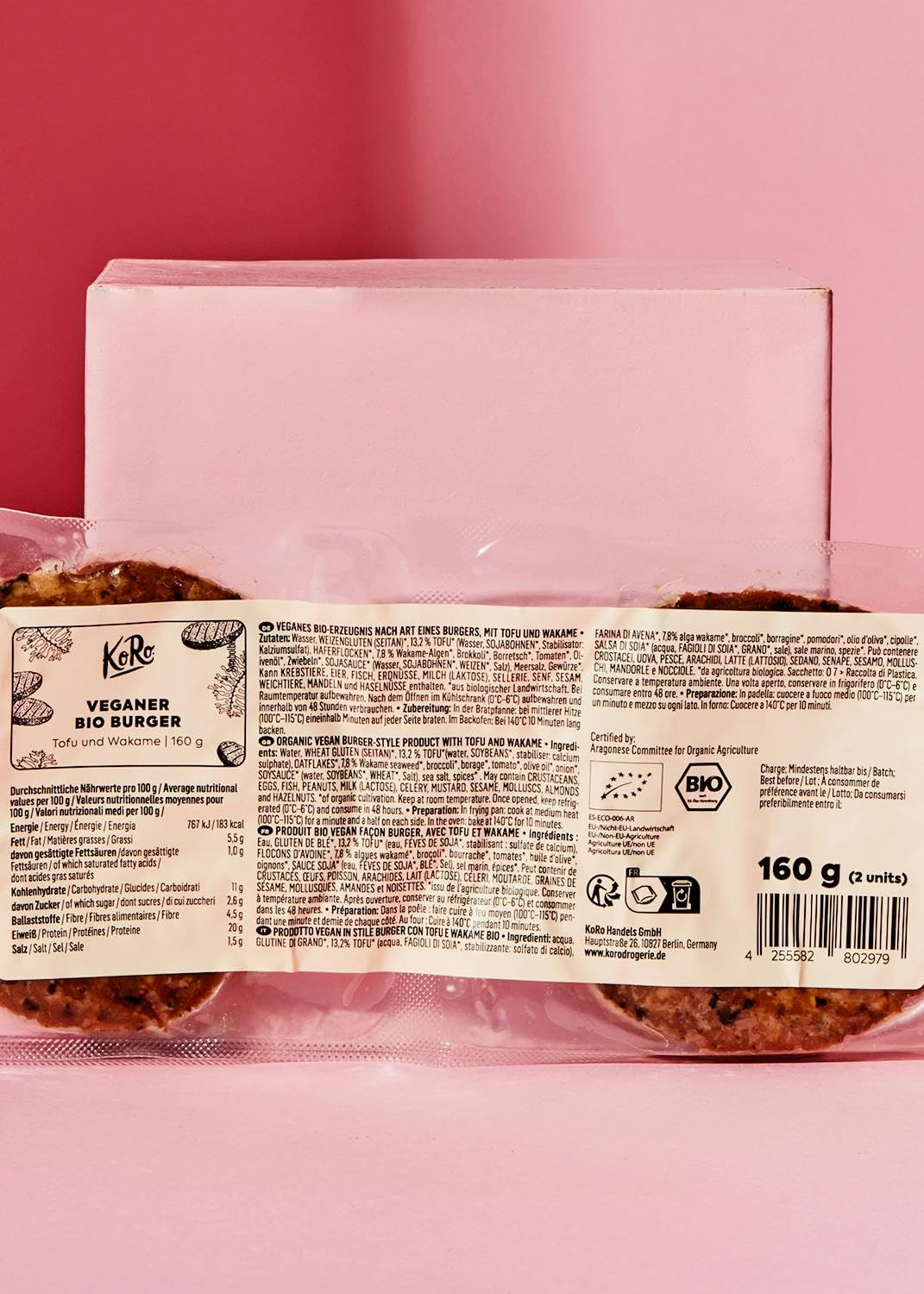KoRo - Burger vegano con tofu e wakame bio | 12 x 160 g