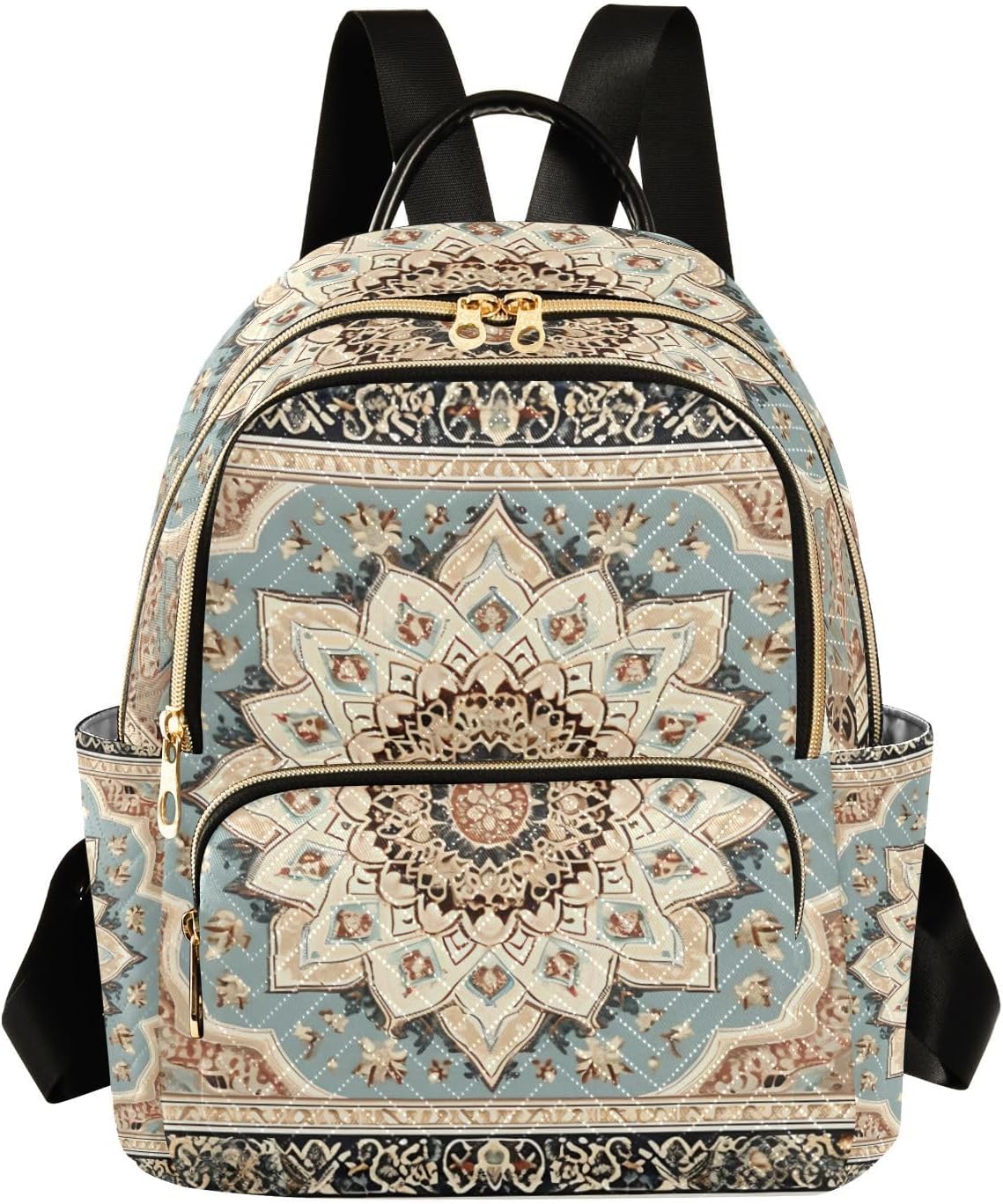senya Boho Women Fashion Backpack Purse Vintage Indian Mandala Beige Backpack Casual Lightweight Travel Shoulder Bag