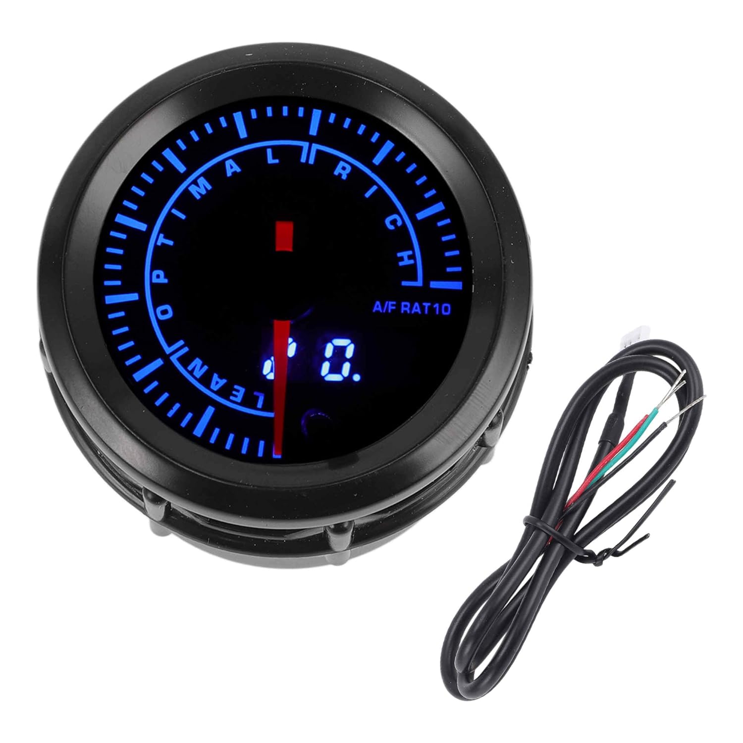 Air/Fuel Ratio Gauge 2" 52mm AFR Controller Gauge Colorful Pointer,LED Digital Display Car Vehicle Automotive Universal Black Black White