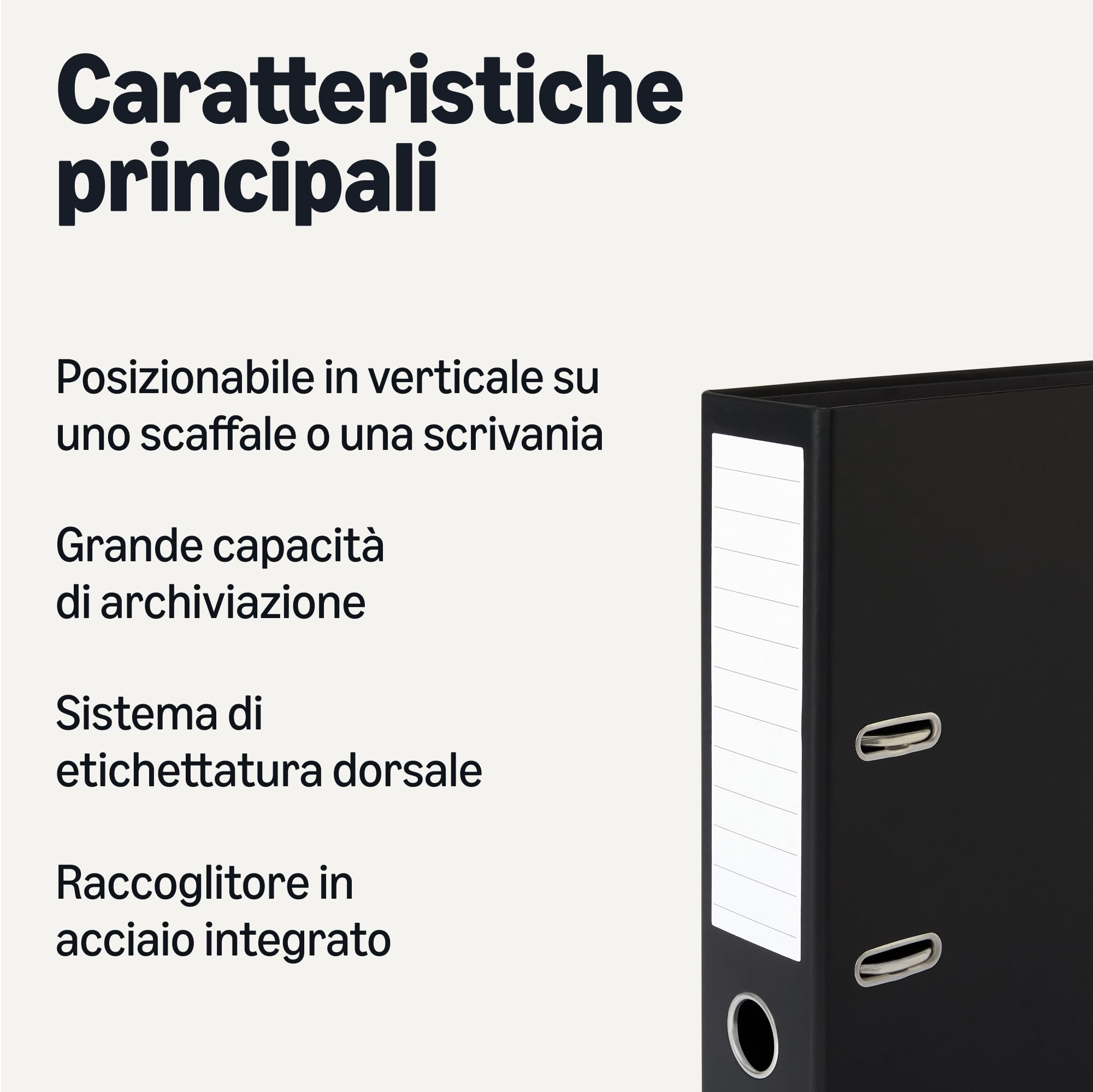 Amazon Basics, Confezione da 10 raccoglitore ad anelli e leva A4 per ufficio, Nero