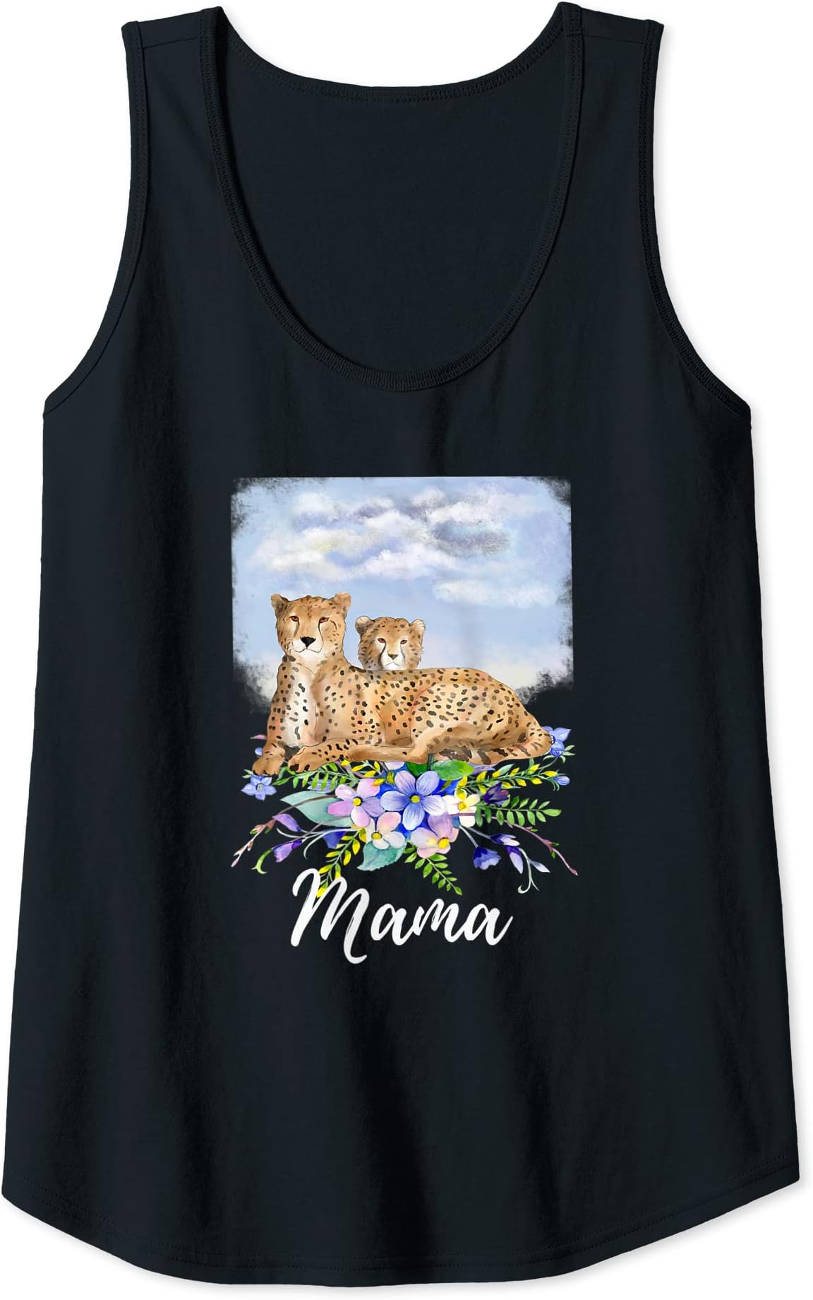 Womens Mama Cheetah New Mom Cute Mommy Gift For Mothers Day Tank Top