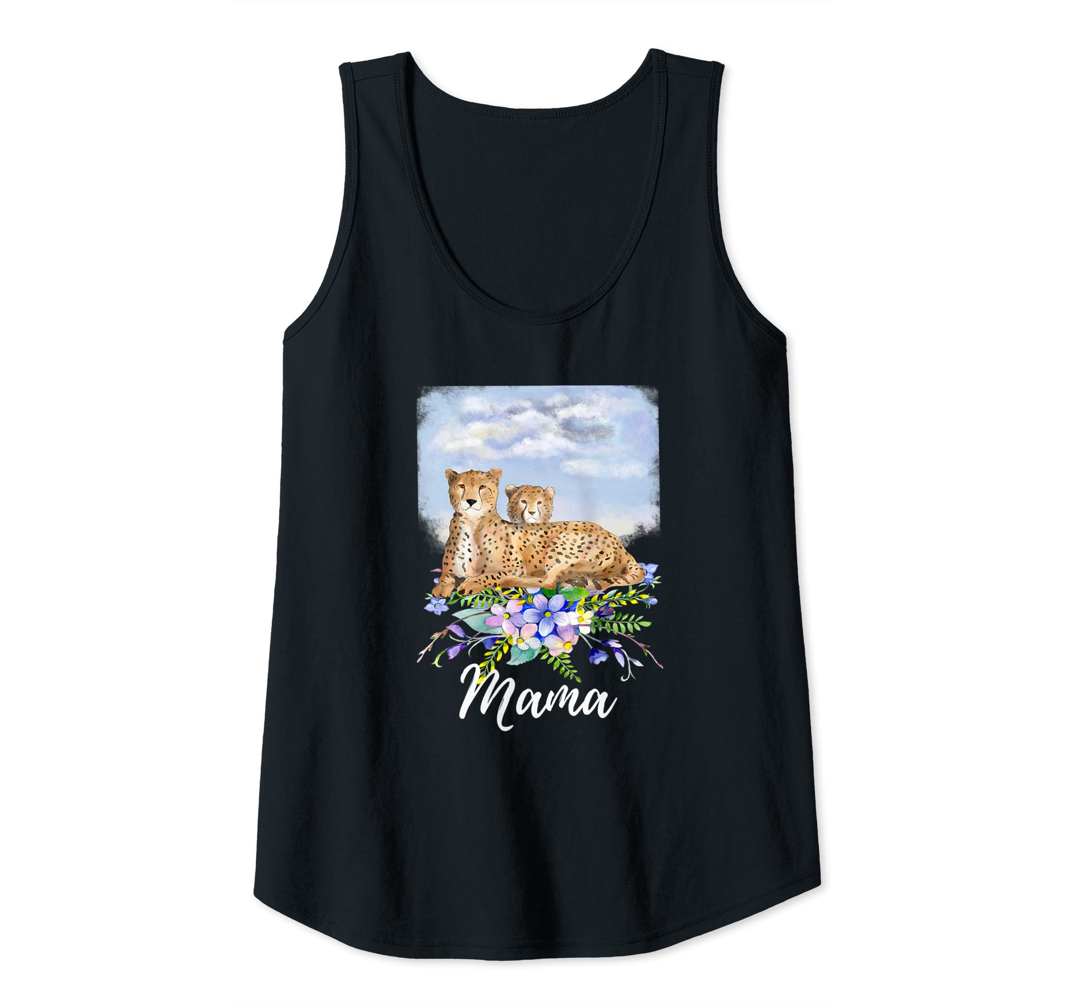 Womens Mama Cheetah New Mom Cute Mommy Gift For Mothers Day Tank Top