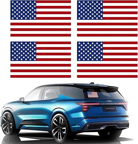 gunhunt 4 calcomanías para espejo retrovisor de automóvil, 4.52 x 2.55 pulgadas, autoadhesivas, bandera estadounidense, calcomanía decorativa
