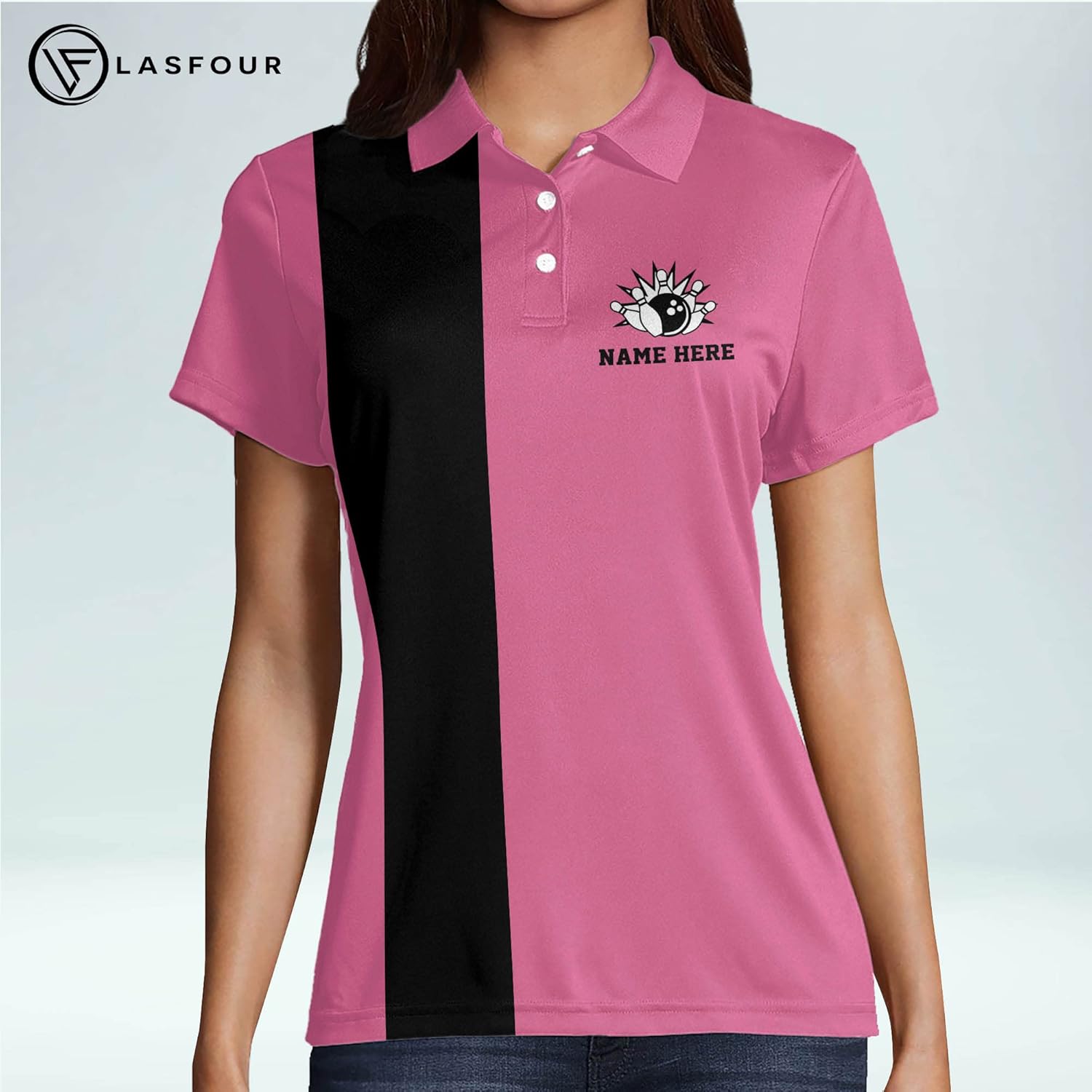 LASFOUR Personalized 3D Peace Love Bowling Tie Dye Cute Bowling Shirts for Women, Gift for Bowling Lovers