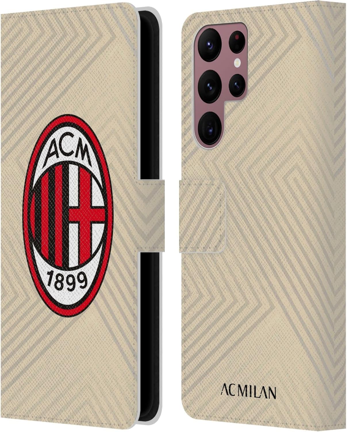 Head Case Designs Officially Licensed AC Milan Away 2021/22 Crest Kit Leather Wallet Case Compatible with Samsung Galaxy S22 Ultra 5G
