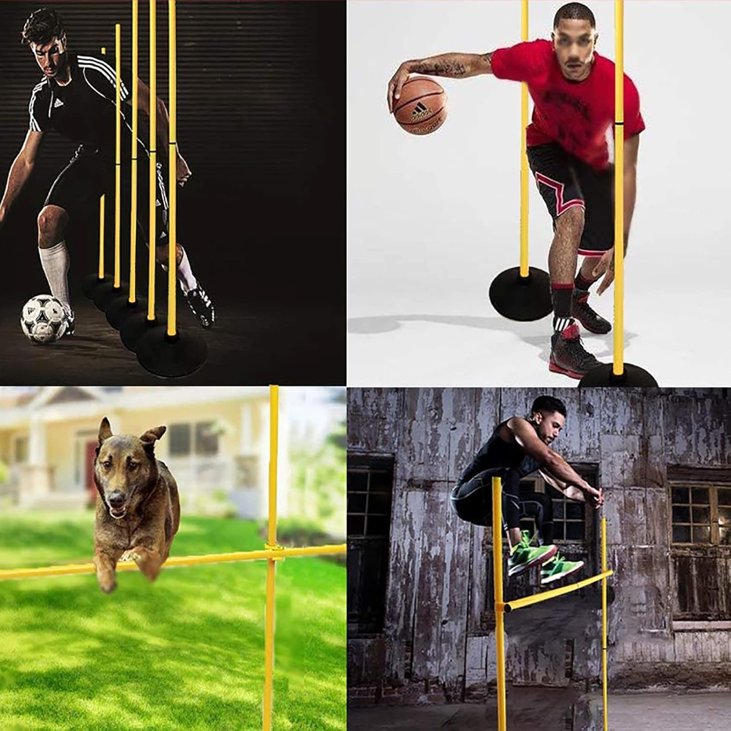 Soccer Agility Training Poles Football Sign Pole Water Injection Obstacle Marker Rod for Athletics Bounce Dribbling and Coordination 6pcs,Yellow,1.5m