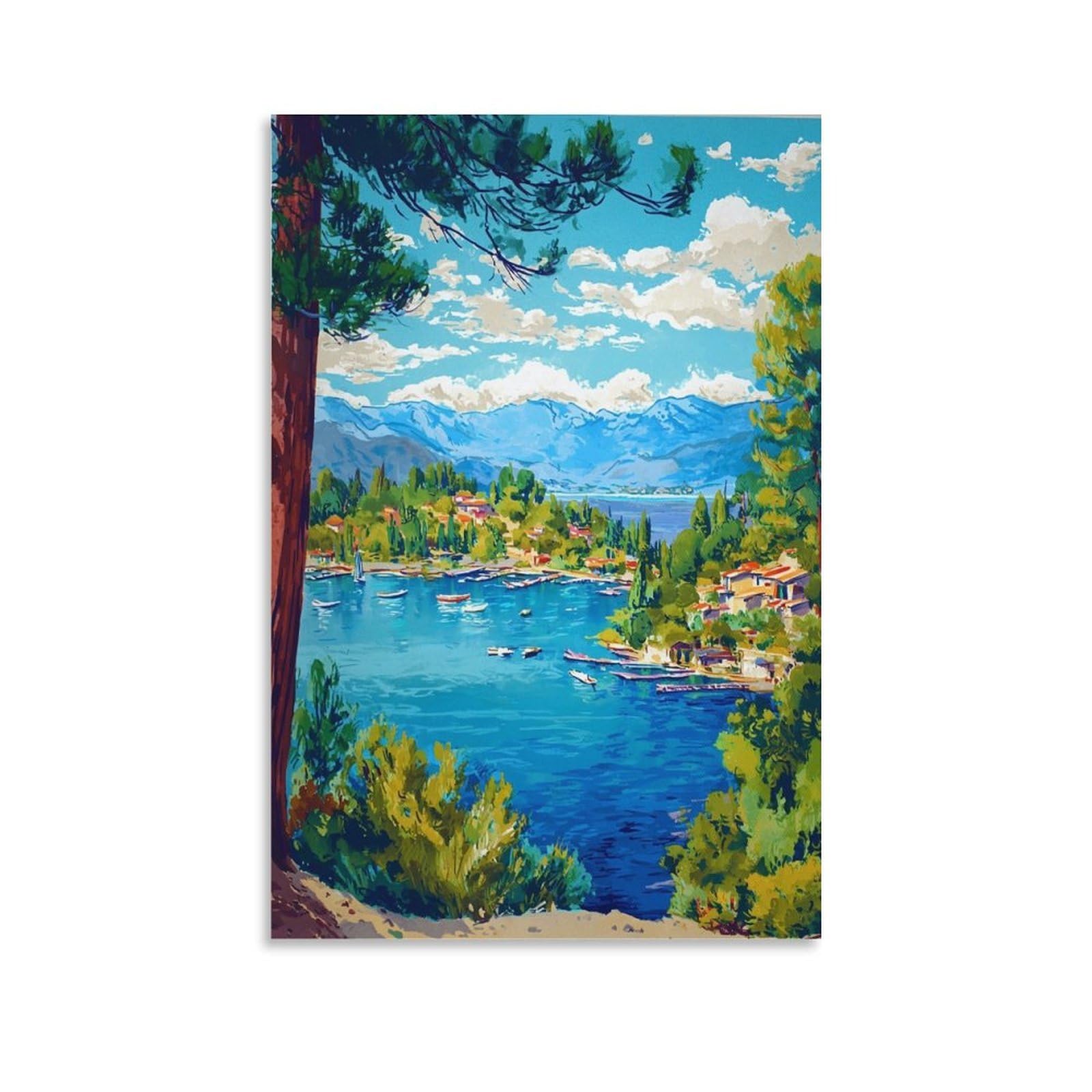 Lake Arrowhead Poster 20x30inch(50x75cm) Vintage Watercolor Canvas Art