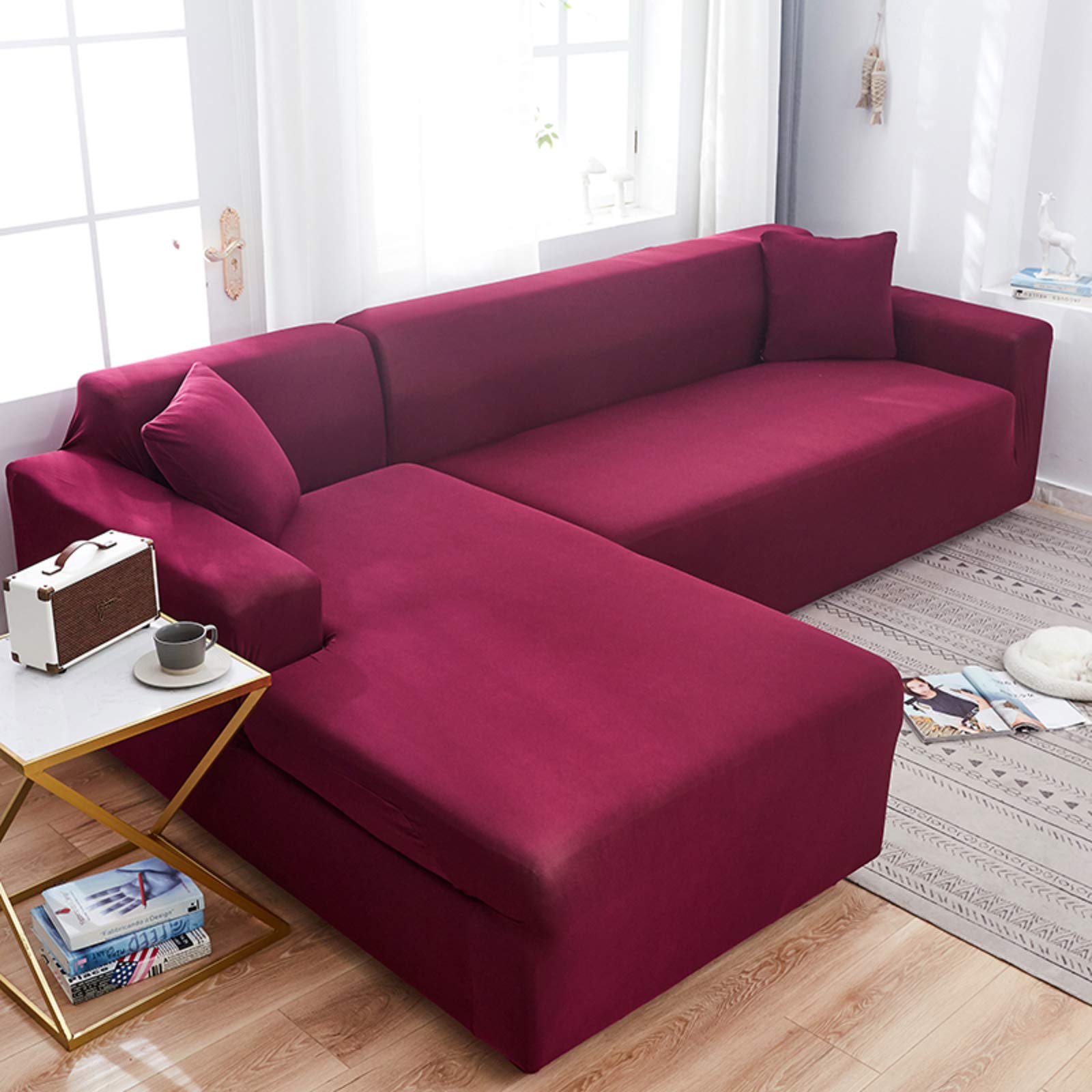 Couverture de sofa anti-glissement en velours | Idéal pour salon familial propre