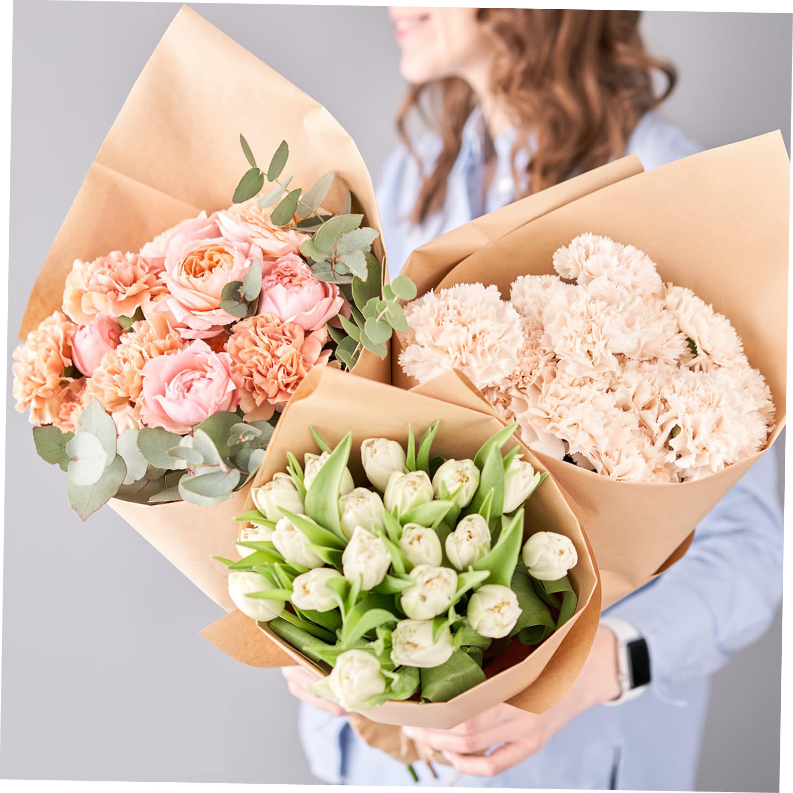 Veemoon Papier D'emballage Kraft Résistant Couture pour Présents et Emballage de Fleurs, Rouleau Couleur Kaki pour Bouquets et Emballages Soignés