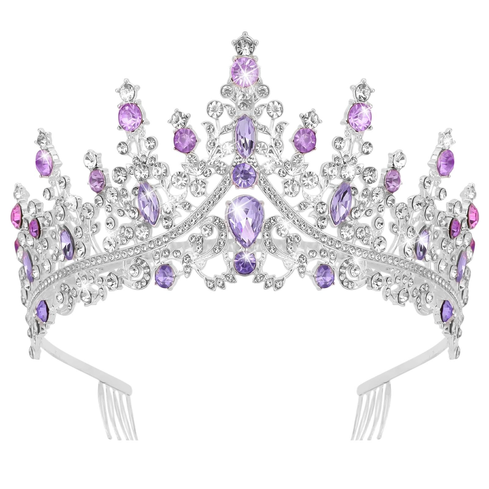 Elegant Silver and Purple Tiara Amazon.com: TOBATOBA Tiaras for Women, Dark Purple Tiara  main image 4