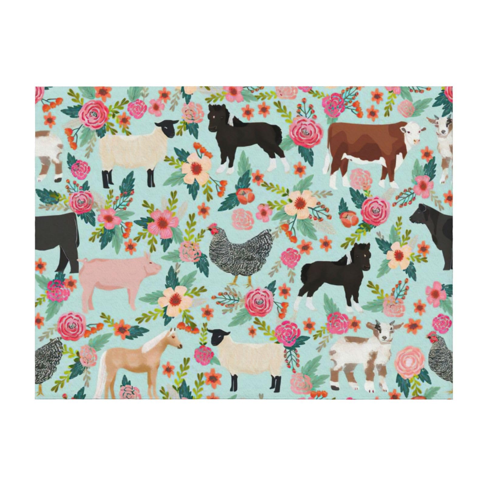 Couverture de lit douce en microfibre EdWal imprimé animal de ferme