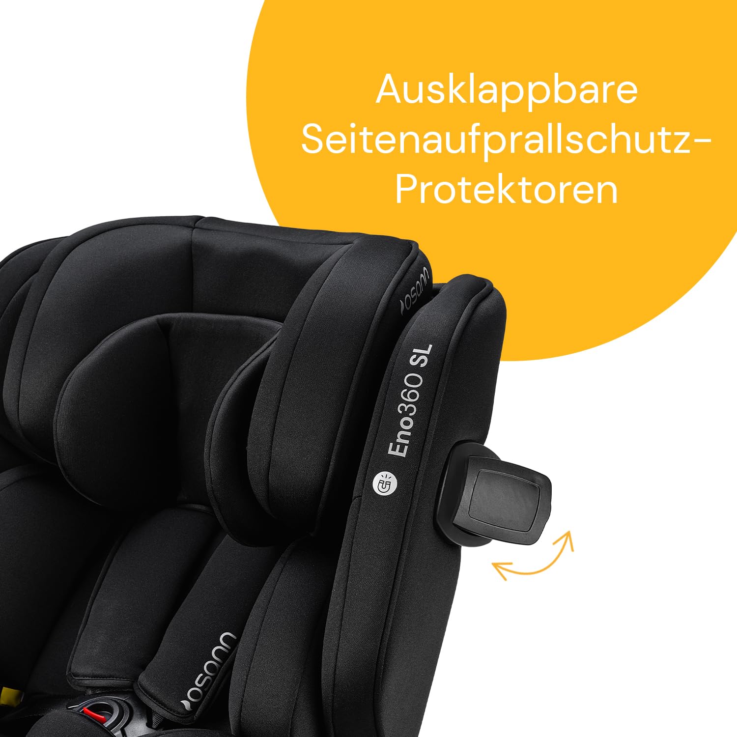 OSANN - Silla de coche giratoria ENO360 SL Isofix i-Size con soporte - 40-150 cm - 0 meses a 12 años - GRUPO 0+, 1, 2, 3 - Negro