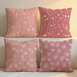 Cojines Exterior 100x100 cm Lila Cojines Sofa 4 Pack Impermeable Lino Cushions Simple Cuadrada Outdoor Cushions Impresión a Doble Cara para Exterior Garden Chair Decor, Regalo para Mujer b-302