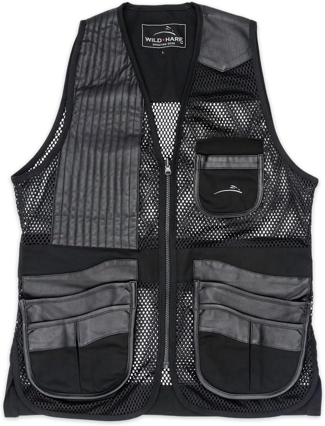 Wild Hare Shooting Gear Range Vest, Leather Trim, Black