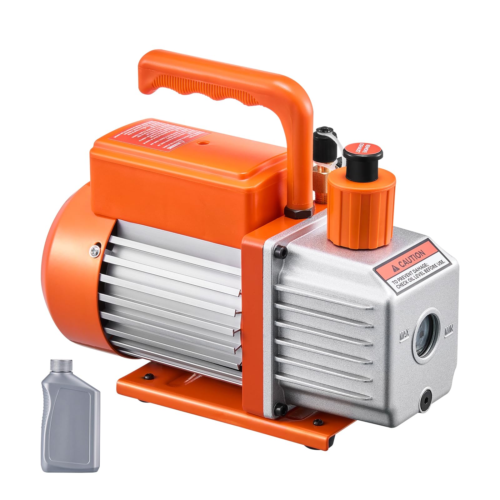 VEVOR Vakuumpumpe, 5 CFM, HVAC einstufige Drehschieber-Vakuumpumpe, für R134a R22 R410a Systeme, Auto-AC-Vakuumpumpen-Kit mit Ölflasche, für die Wartung von Auto-Klimaanlagen und Harzentgasung