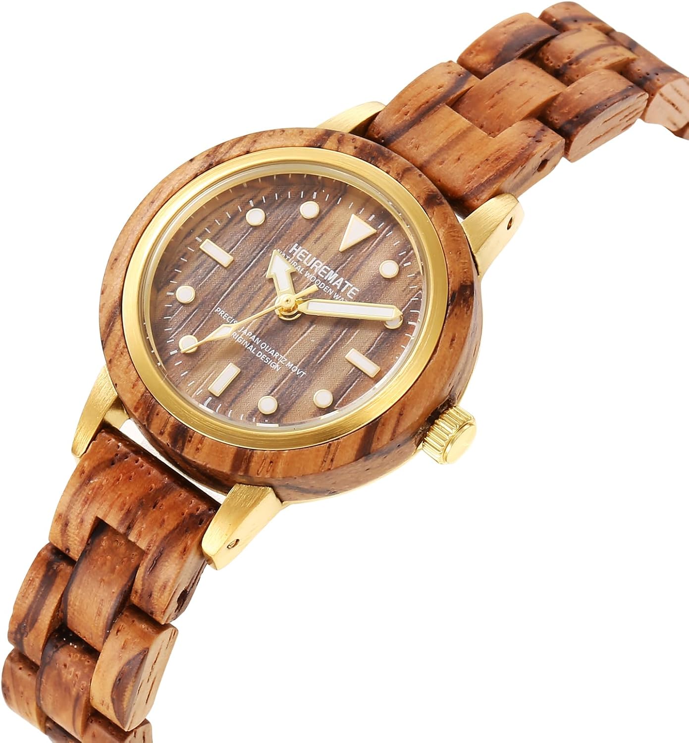 Minimalist Wooden Watch for Women, Lightweight Analog Quartz Wristwatch with Luminous Dial, Military Time, Water Resistant Wood and Stainless Steel Design, Packaged in Gift Box